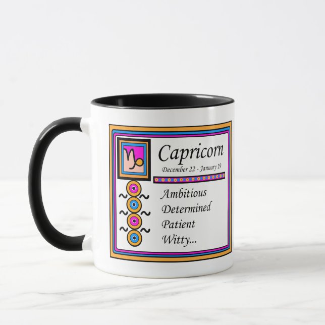 Capricorn Personality Traits 11oz. Combo Designer  Mug (Left)