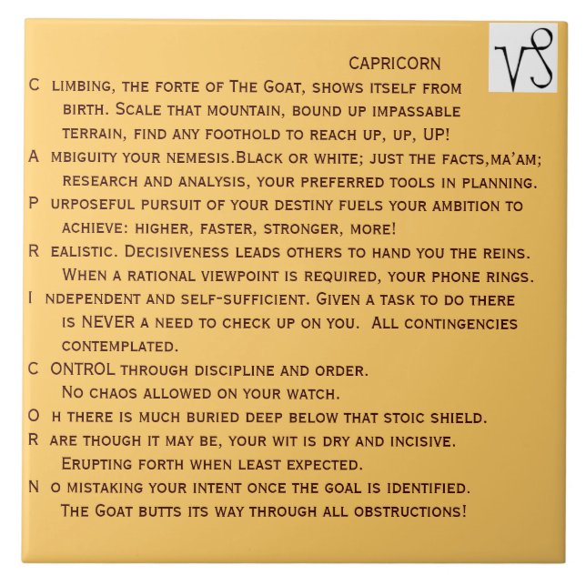 CAPRICORN poem on ceramic tile (Front)