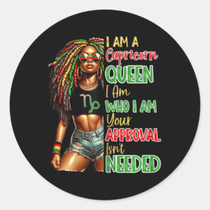 Capricorn Queen Black Womens African American June Classic Round Sticker