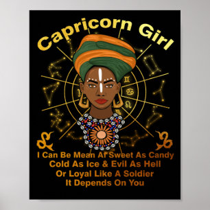 Capricorn Queen Sweet Candy Birthday Black Women Poster