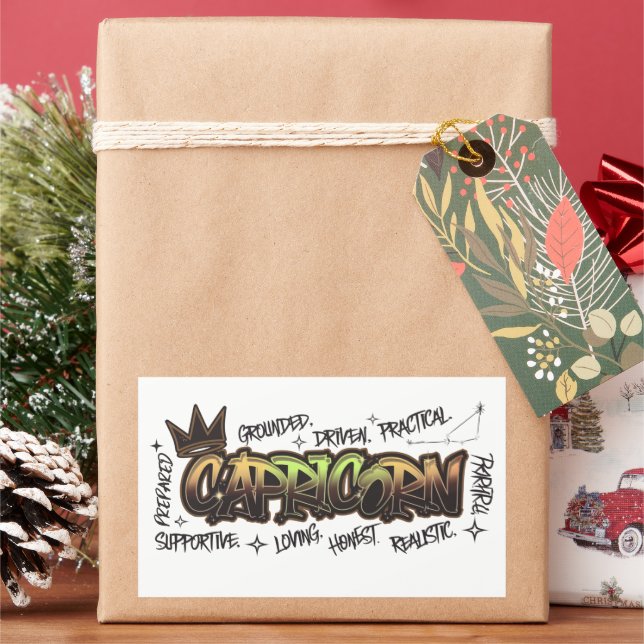 Capricorn Rectangular Sticker (Holiday)