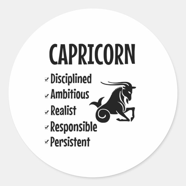 Capricorn sign classic round sticker (Front)
