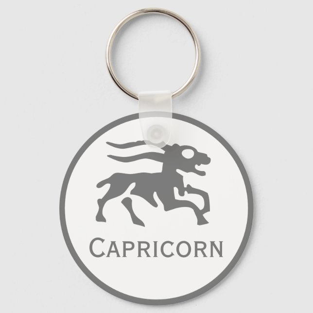 Capricorn Sign of the Zodiac Design Key Ring (Front)