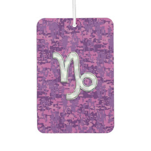 Capricorn Sign on Fuchsia Digital Camouflage Car Air Freshener
