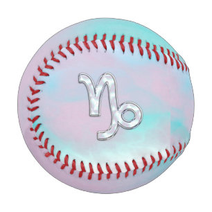 Capricorn Sign on Mother of Pearl Nacre Style Baseball