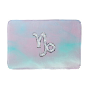 Capricorn Sign on Mother of Pearl Nacre Style Bath Mat