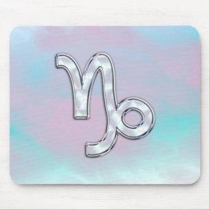 Capricorn Sign on Mother of Pearl Nacre Style Mouse Mat