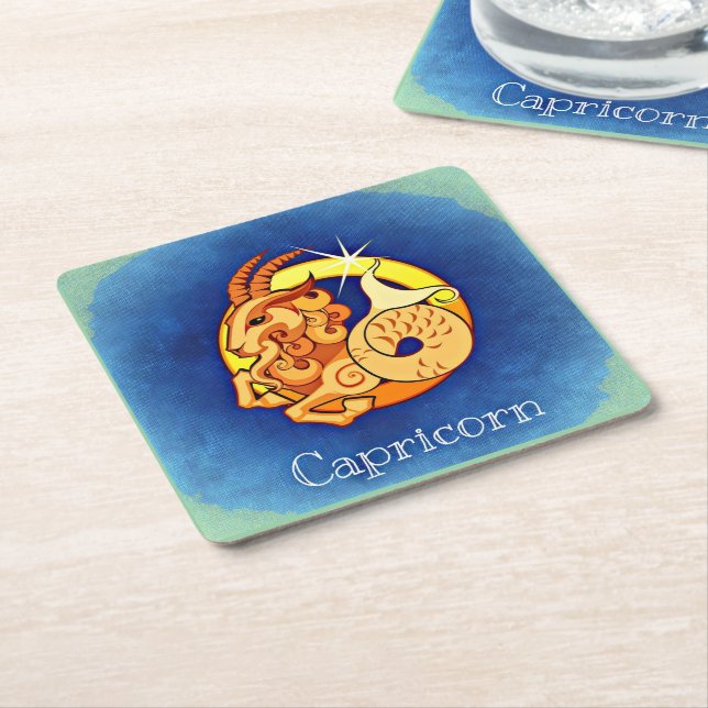 Capricorn Square Paper Coaster (Angled)