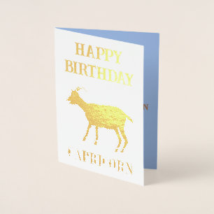 Capricorn Star Sign Goat Custom Birthday Foil Card