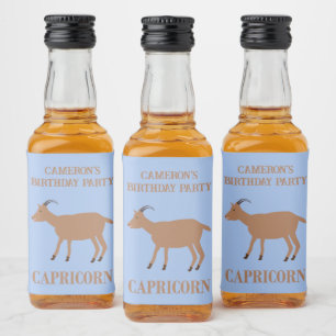 Capricorn Star Sign Goat Custom Birthday Party Liquor Bottle Label