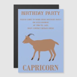 Capricorn Star Sign Goat Custom Birthday Party Magnetic Invitation