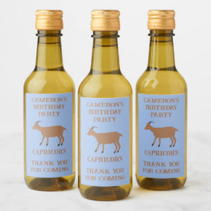 Capricorn Star Sign Goat Custom Birthday Party Wine Label