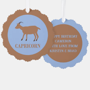 Capricorn Star Sign Goat Custom Birthday Tree Decoration Card