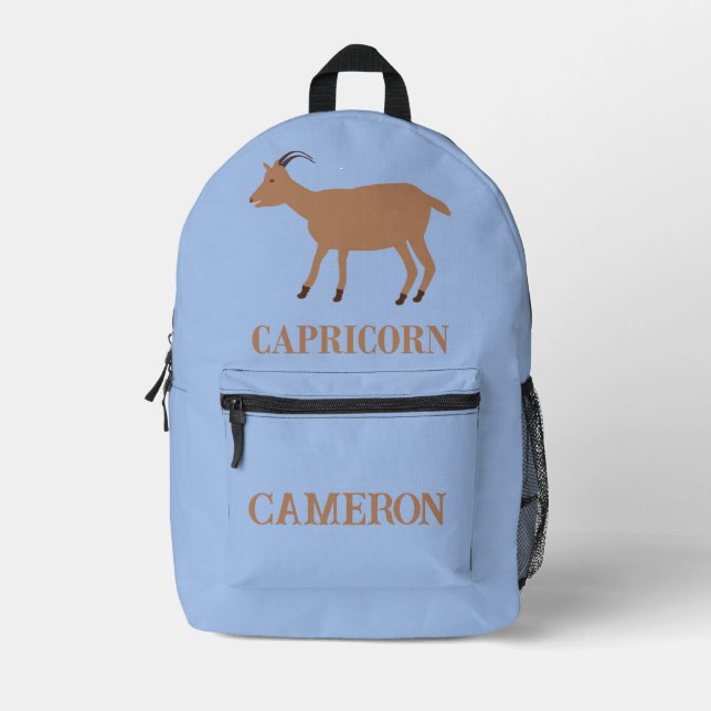  Capricorn Star Sign Goat Custom Name Printed Backpack (Front)