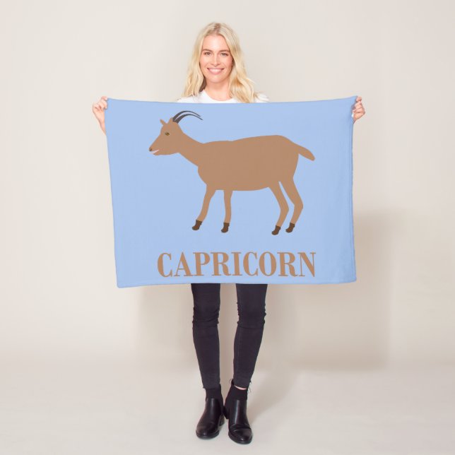 Capricorn Star Sign Goat Fleece Blanket (In Situ)