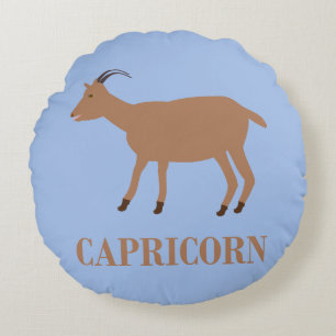 Capricorn Star Sign Goat Round Cushion