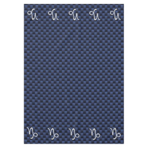 Capricorn Symbol Navy Carbon Fibre Style Tablecloth