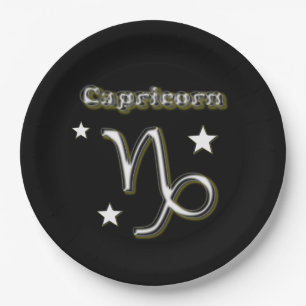 Capricorn symbol paper plate