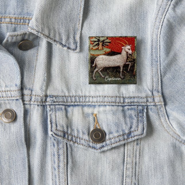 Capricorn the Goat Zodiac Sign Birthday Party 15 Cm Square Badge (In Situ)