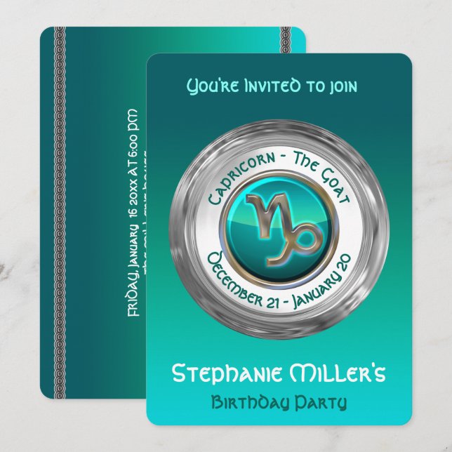 Capricorn - The Goat Zodiac Sign Invitation (Front/Back)