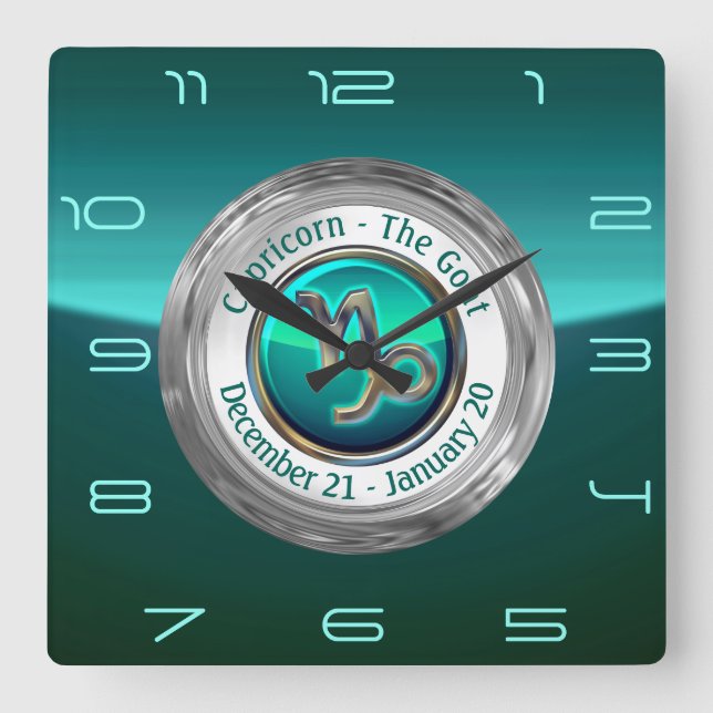 Capricorn - The Goat Zodiac Sign Square Wall Clock (Front)