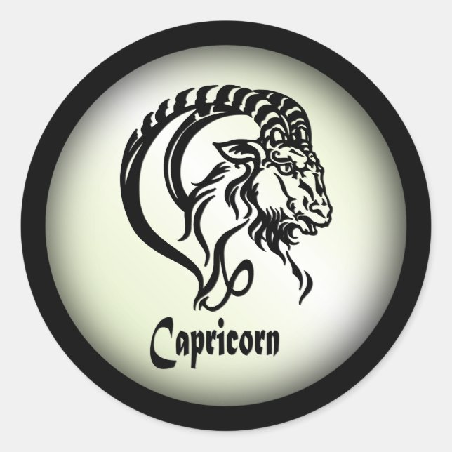 Capricorn the Sea Goat Zodiac Green Classic Round Sticker (Front)