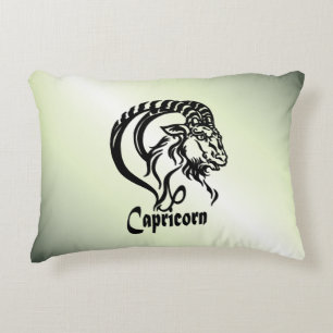 Capricorn the Sea Goat Zodiac Green Decorative Cushion