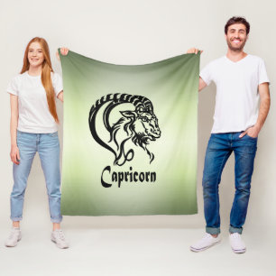 Capricorn the Sea Goat Zodiac Green Fleece Blanket