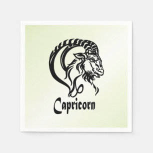Capricorn the Sea Goat Zodiac Green Napkin