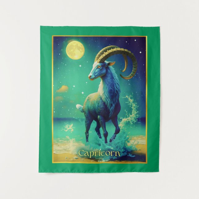 Capricorn the Sea Goat Zodiac Sign Tapestry (Front)