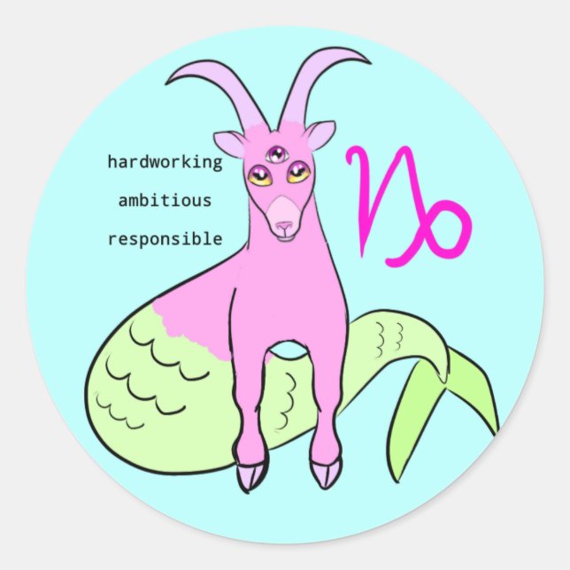Capricorn the Seagoat Classic Round Sticker (Front)