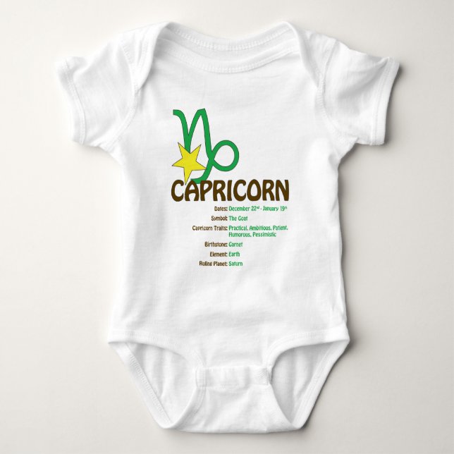 Capricorn Traits Baby Bodysuit (Front)