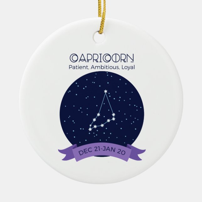 Capricorn Traits Ceramic Tree Decoration (Front)
