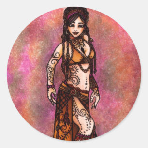 Capricorn Tribal Belly Dancer Classic Round Sticker