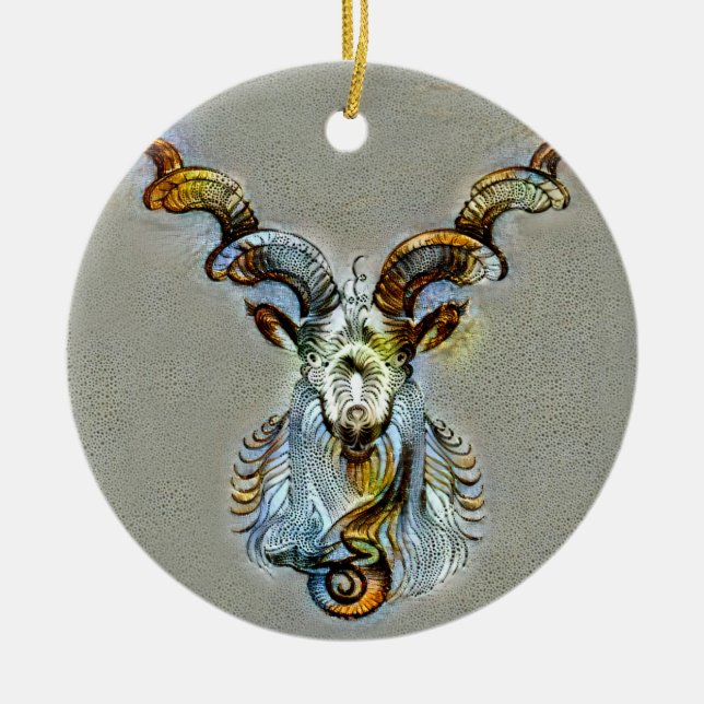 Capricorn Venice Ceramic Tree Decoration (Front)