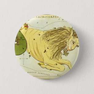 Capricorn Vintage Constellation, Urania's Mirror 6 Cm Round Badge