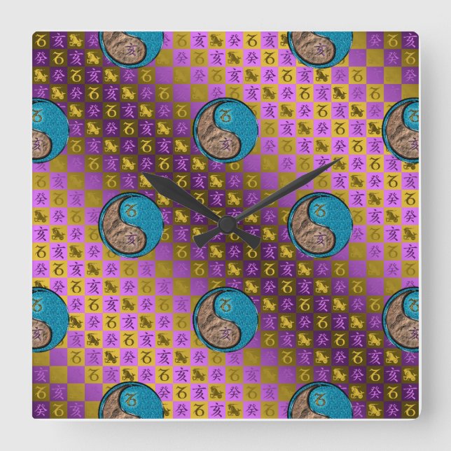 Capricorn & Water Boar Square Wall Clock (Front)