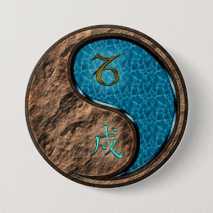 Capricorn & Water Dog 7.5 Cm Round Badge