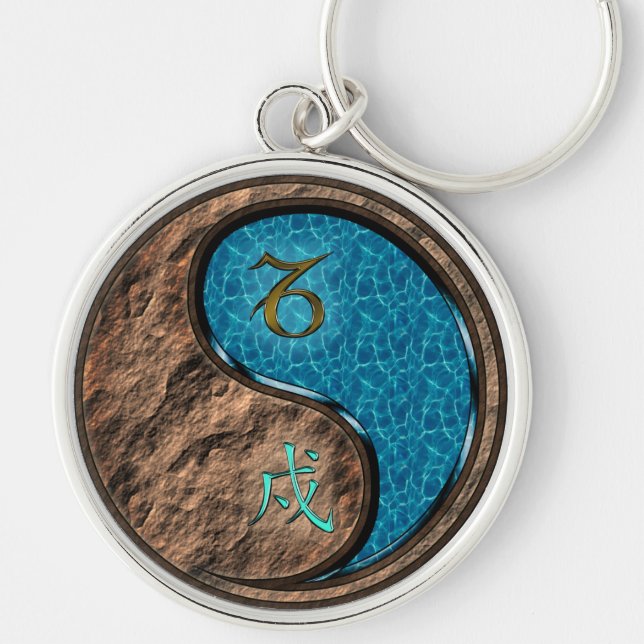 Capricorn & Water Dog Key Ring (Front)
