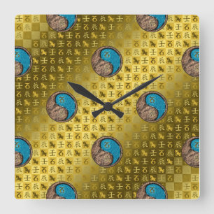 Capricorn & Water Dragon Square Wall Clock