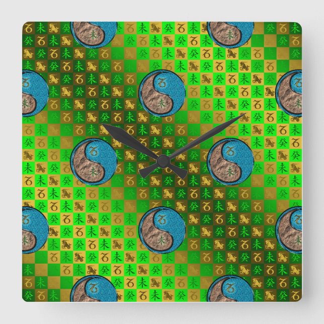 Capricorn & Water Goat Square Wall Clock (Front)