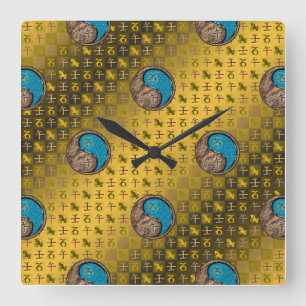 Capricorn & Water Horse Square Wall Clock