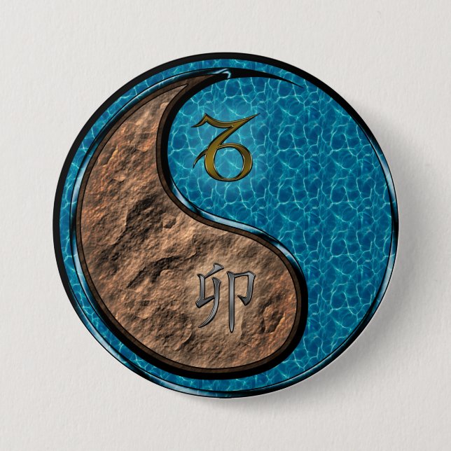 Capricorn & Water Rabbit 7.5 Cm Round Badge (Front)