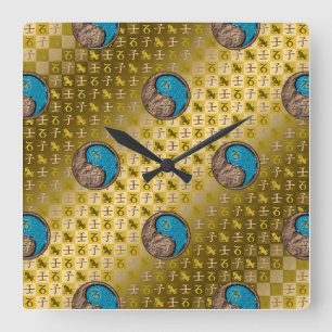 Capricorn & Water Rat Square Wall Clock