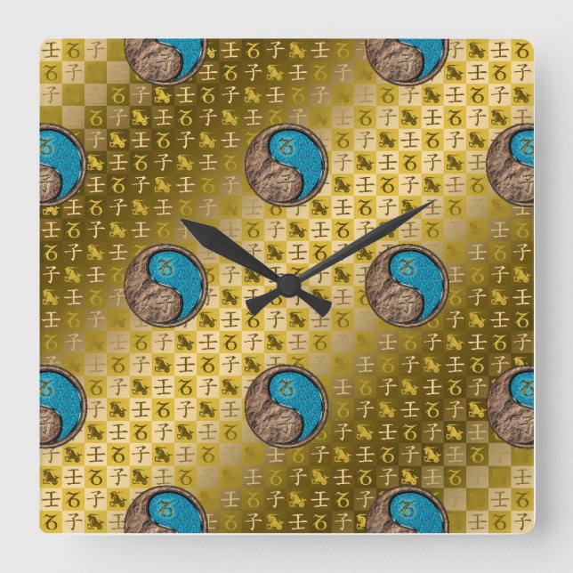 Capricorn & Water Rat Square Wall Clock (Front)
