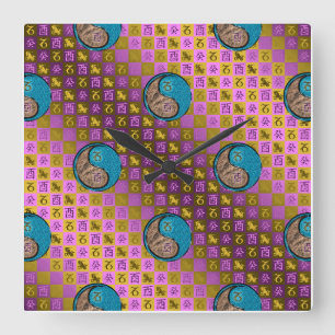 Capricorn & Water Rooster Square Wall Clock