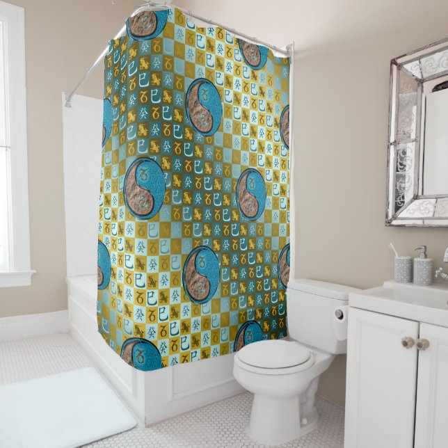 Capricorn & Water Snake Shower Curtain (In Situ)