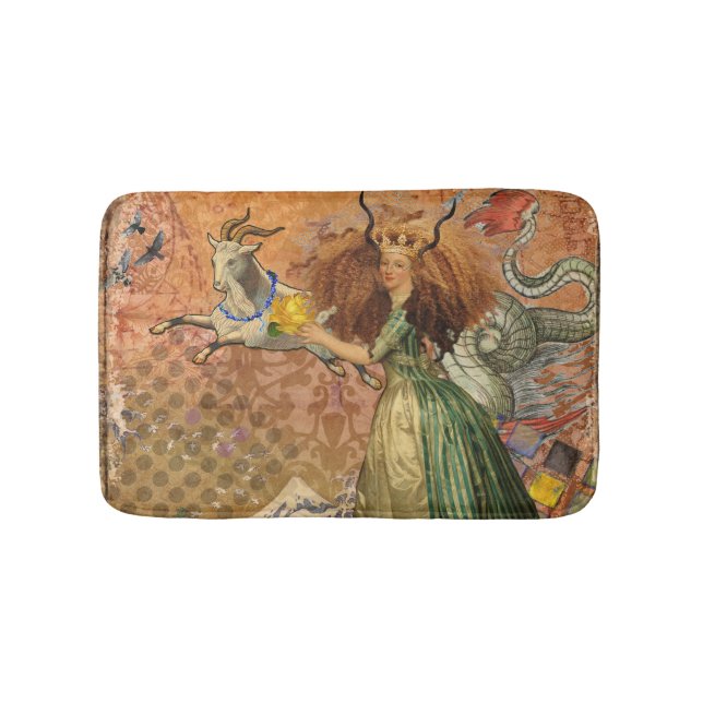 Capricorn Woman Goat Whimsical Fun Bath Mat (Front)