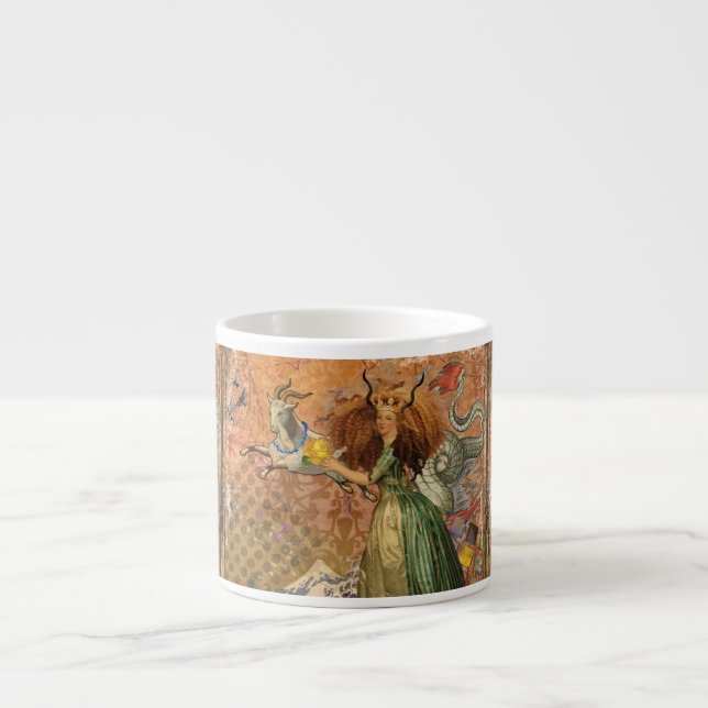 Capricorn Woman Goat Whimsical Fun Espresso Cup (Front)