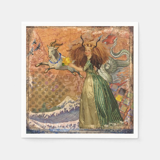 Capricorn Woman Goat Whimsical Fun Napkin (Front)